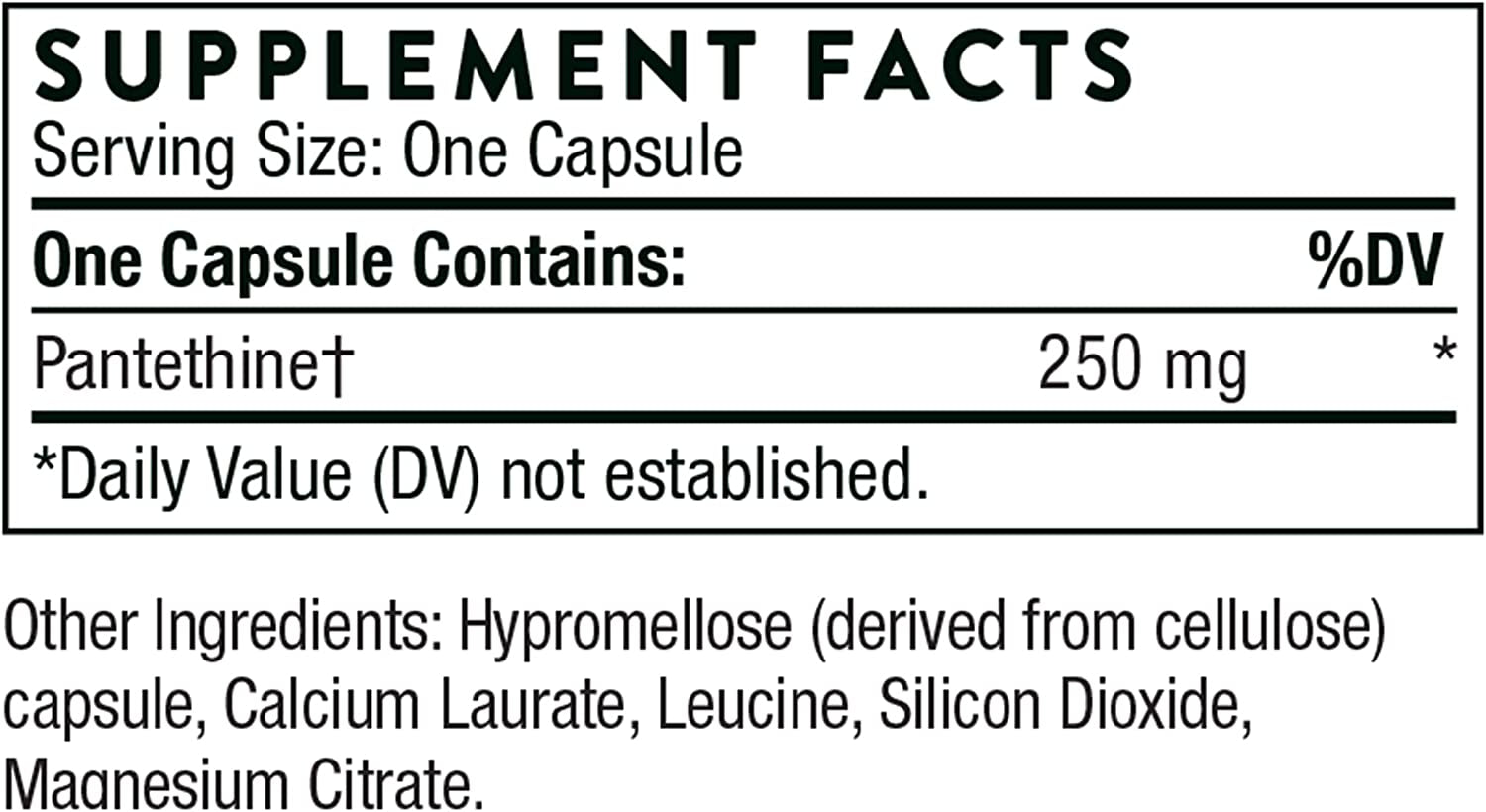 - Pantethine - Vitamin B5 (Pantothenic Acid) Supplement in Its Active Form - 60 Capsules